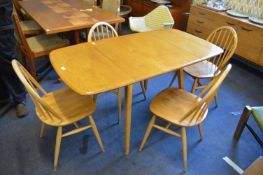 Ercol Drop Leaf Dining Table and Four Matching Button Back Chairs