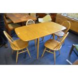 Ercol Drop Leaf Dining Table and Four Matching Button Back Chairs