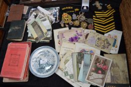 Collectibles Including Older Postcards, Nursing Ephemera, Military Cap Badges, Tokens...