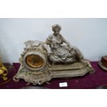 Ornate Mantel Clock Featuring Classical Young Lady