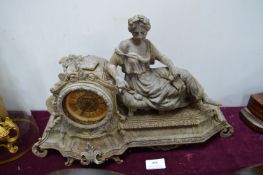 Ornate Mantel Clock Featuring Classical Young Lady