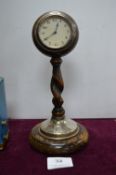 Clock with Silver Mounts on Barley Twist Oak Supports