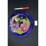 Moorcroft Clematis Pattern Dish on Blue Ground