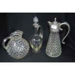 Three Glass Decanters and Jugs