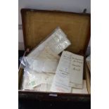 Small Vintage Leather Case Containing Deeds and Old Documents