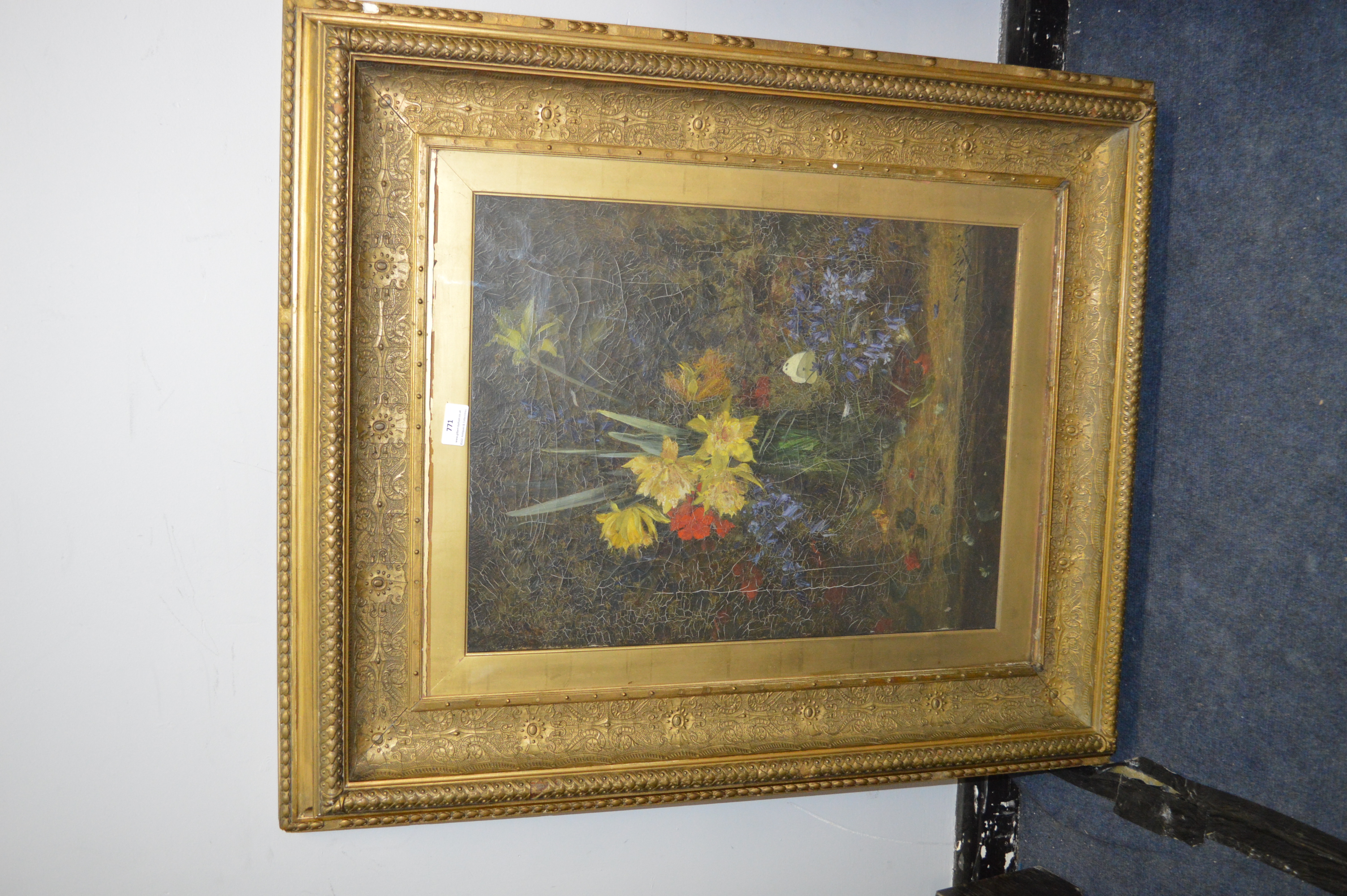 Ornate Gilt Framed Oil Still Life Flowers (AF)