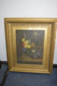 Ornate Gilt Framed Oil Still Life Flowers (AF)