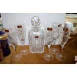 Doulton International Decanter and Five Champagne Flutes