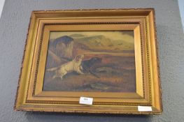 Oil on Canvas in Gilt Frame - Retrievers by H. Smith 1912