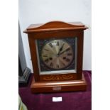 Mahogany Cased Brass Faced Inlaid Mantel Clock