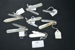 Seven Sterling Silver Pocket Knives