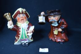 Two Wedgwood Character Jugs - The Night Watchman and The Town Crier