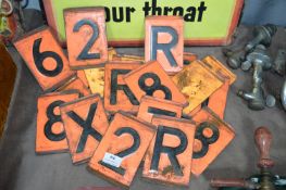 Set Vintage Enamel Interchangeable Registration Plate Numbers