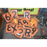 Set Vintage Enamel Interchangeable Registration Plate Numbers