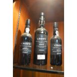 Three Bottles of Croft Vintage Port Unfiltered
