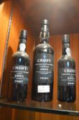 Three Bottles of Croft Vintage Port Unfiltered