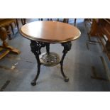 Victorian Cast Iron Pub Table with Mahogany Top