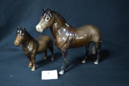 Two Beswick Exmoor Ponies