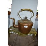 Victorian Copper Kettle and a Brass Kettle Stand