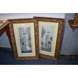Two Classical Victorian Prints in Art Nouveau Style Frames