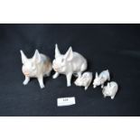 Group of Five Beswick Pigs and Piglets