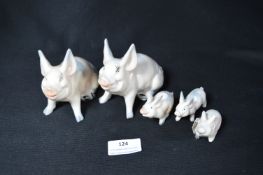 Group of Five Beswick Pigs and Piglets