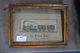 Framed Silk Stevengraph circa 1880 - Stevens Rail Engine "The Present Time"