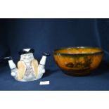 Tony Wood Character Teapot plus Transfer Printed Bowl