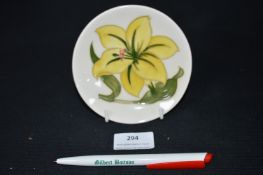 Moorcroft Lilly Pattern Pin Dish Yellow on White Ground