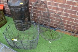 Three Vintage Galvanised Wire Baskets