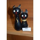 Pair of 1930's Magnetic Wood Cats