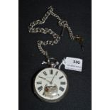 Silver Pocket Watch - London 1874, with Albert and Key