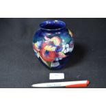 Moorcroft Orchid Pattern Squat Vase 5" tall on Blue Ground