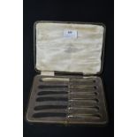 Boxed Set of Six Hallmarked Sterling Silver Fruit Knives