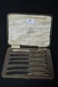 Boxed Set of Six Hallmarked Sterling Silver Fruit Knives