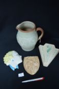 Three Pottery Wall Pockets Including Sylvac and a Denby Jug