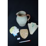 Three Pottery Wall Pockets Including Sylvac and a Denby Jug