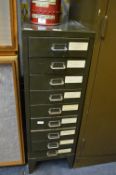 Vintage Metal Nine Drawer Cabinet