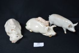 Three Beswick Pigs and Piglets