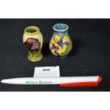 Two Miniature Moorcroft Vases 2" Tall