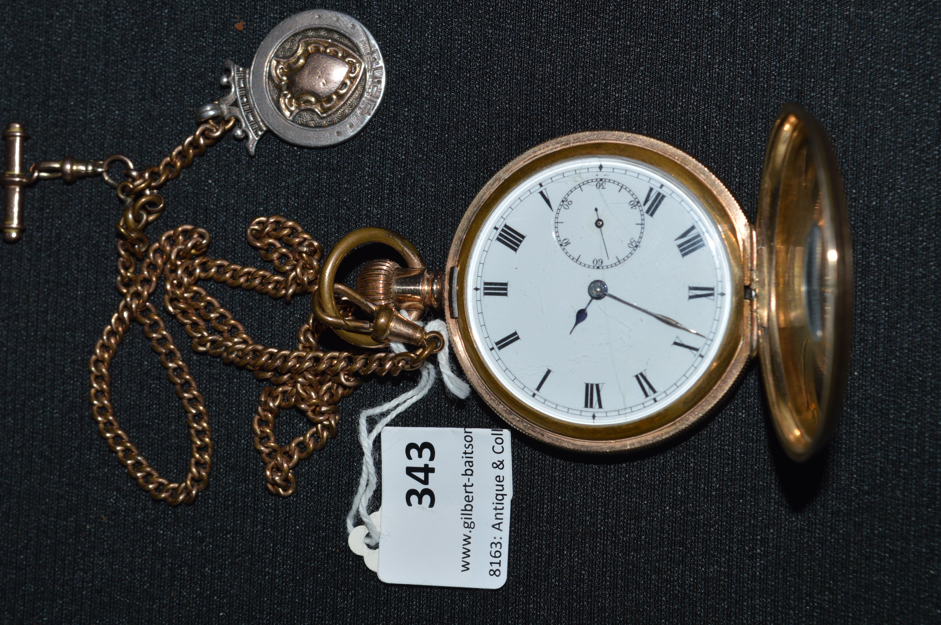 ALD English Gold Plated Pocket Watch plus Silver Fob - Image 2 of 2