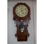 Ornate Inlaid Mahogany Cased Wall Clock with Fretted Detail