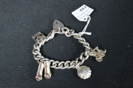 Sterling Silver Charm Bracelet with Assorted Charms