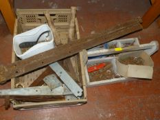 Two Box of Large Hinges, Nails, etc.