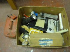 Mixed Box including Petrol Can, Torches, Decorating Tools etc