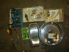 Stainless Steel Cutlery Sets, Carriage Clock, Brass Shoe Horn etc