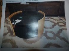 *Large Black Glass & Light Oak Circular Occasional