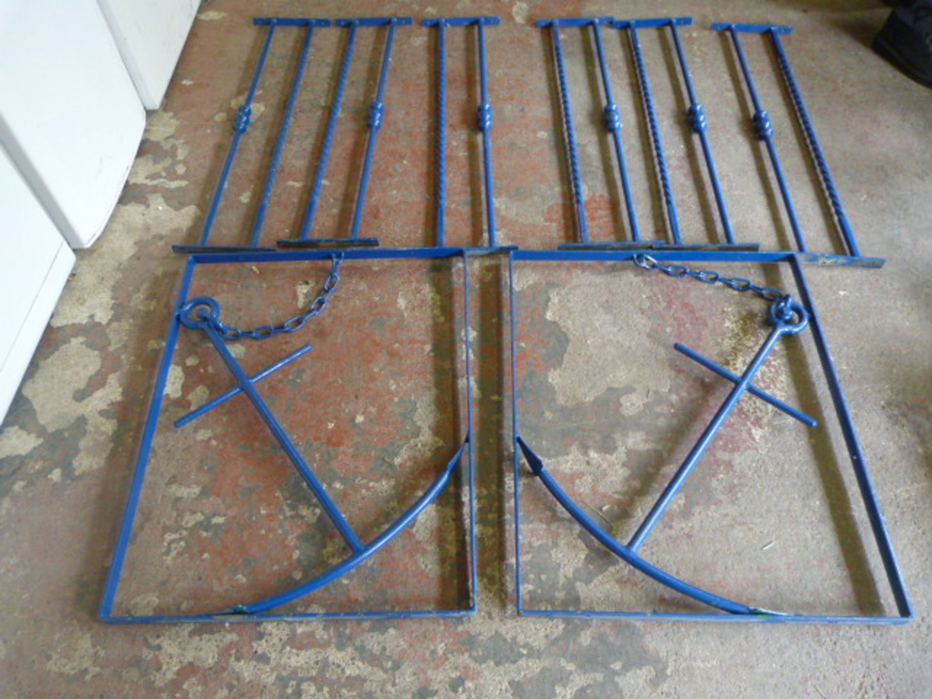 Two Decorative Metal Anchors with Six Sections of Posts