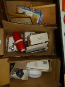 Three Boxes of Kitchen Items including Cutlery, Bread Bin, Thermos etc