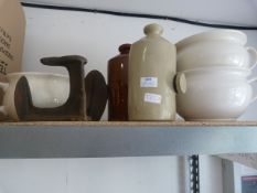Three Camber Pots, Two Stoneware Hot Ware Bottles